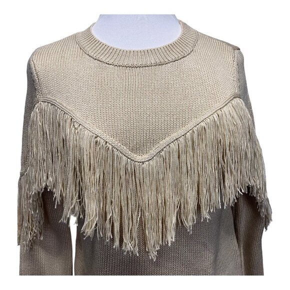 House of Harlow 1960 x Revolve Marlie Fringe Beige Sweater Ladies SMALL - Picture 3 of 9